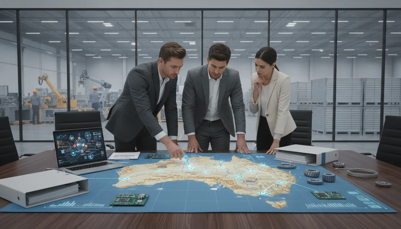 Manufacturer team reviews Australian territory coverage and potential industrial distribution partners.
