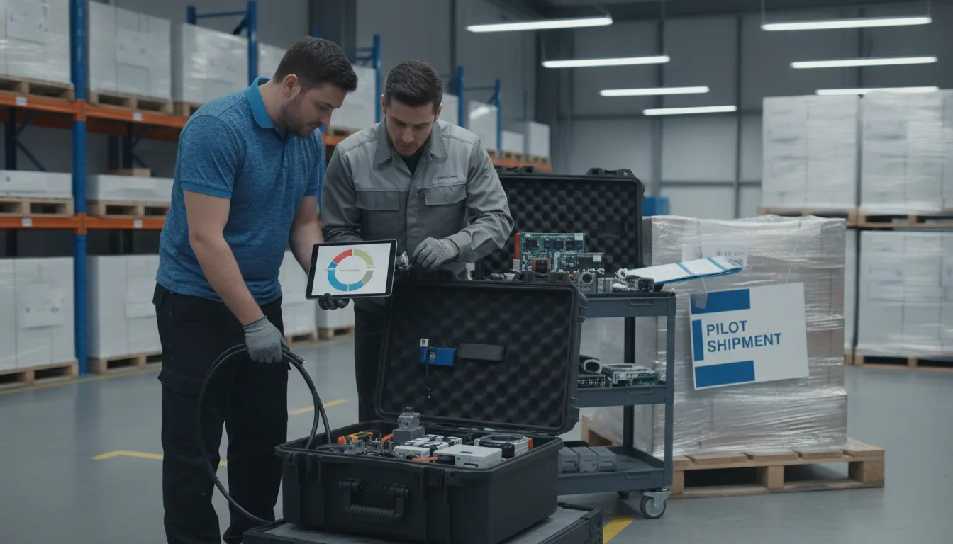 Manufacturer engineer trains distributor representative during a controlled industrial market launch.