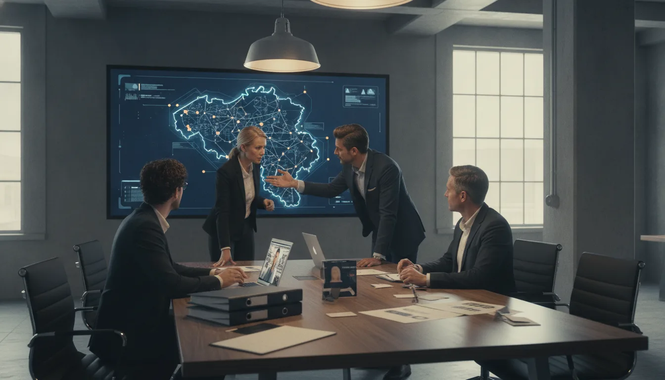 Sales team planning targeted outreach to industrial accounts across Belgium, the Netherlands, and Luxembourg.